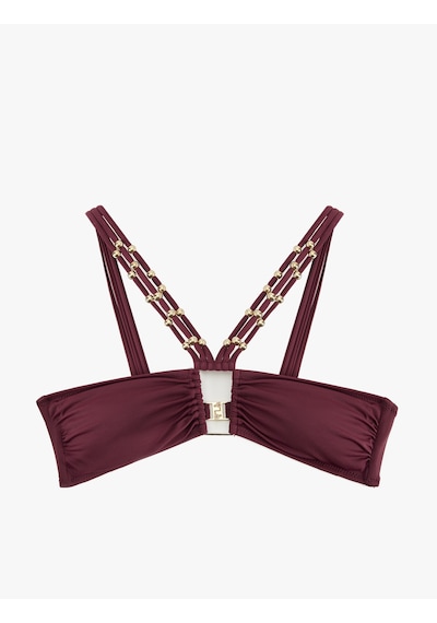 Koton Pencere Detaylı Çapraz Askılı Boncuklu Bikini Üstü Bordo 5sak10207mm Bordo