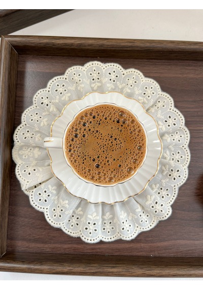 Fisto Fırfırlı Ham Keten Sonum Peçetesi & Kokteyl Peçete Bej 20 Cm 1 Adet Krem