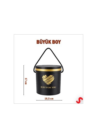Just For You Silindir Hediye Kutusu 18,5 Cm Büyük Boy Siyah