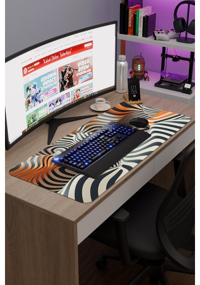 Realistik Çizgi Kaymaz Dikişli Kauçuk Oyuncu Mousepad V3 - 90x40 Xxl Gaming Mouse Pad Fare Altlığı