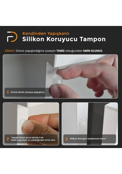 Furndiy Şeffaf 72 Parça Yapışkanlı Ses Kesici - Cam Masa Pabucu - Çekmece Ve Dolap Kapısı İçin Yumuşak Kapanma Genel