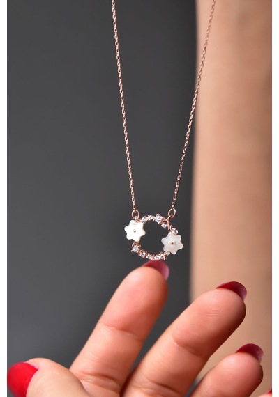 925 Ayar Gümüş Rose Kaplama Jasmine Flower Crown Kolye UVPTS10027-2