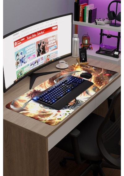 Food Wars Anime V3 - 90x40 Xxl Gaming Kauçuk Kaymaz Taban Mouse Pad Fare Altlığı