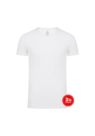 Sementa SAM Erkek Modal Sıfır Yaka Tshirt 3'lü Paket - Beyaz Sementa SAM Erkek Modal Sıfır Yaka Tshirt 3'lü Paket - Beyaz