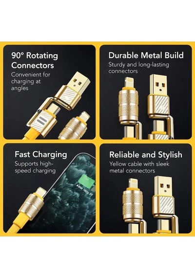 4in1 Hızlı Şarj Ve Data Kablosu Type-c / Lightning / Micro Usb Pl-8631 5570 Diğer