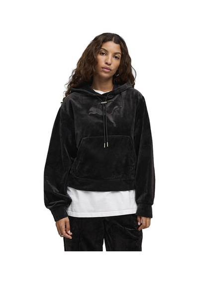 Puma Essentials Elevated Velour Kadın Siyah Günlük Stil Sweatshirt 69402001