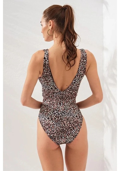 Askılı Göğüs Dekolteli Mayo Dlx-231135 Leopar