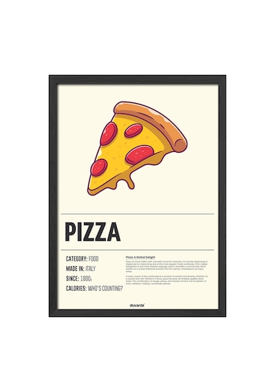 Pizzza Ahşap Çerçeveli Poster, Dekoratif Mutfak Duvar Tablosu