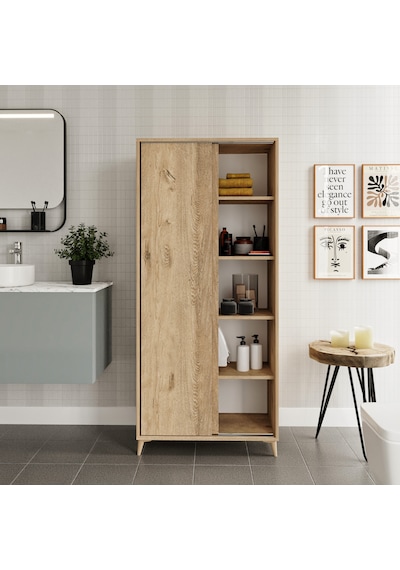 Sürgülü Çok Amaçlı Banyo Dolabı Meşe - Tamamı 1. Kalite Mdf