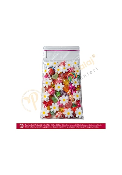 Papatya Desenli Bantlı Opp Poşet 10x15 Cm - 100 Adet