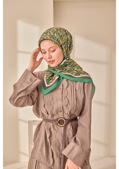 Silk Home Aura Eşarp 140006-21 Yeşil, Antrasit, Sarı, Krem, Yağ Yeşili