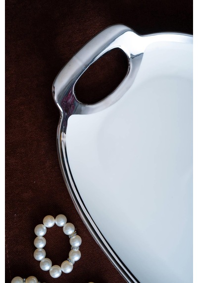 Acar Arven Oval Silver Sunum Tepsisi - 41 Cm Beyaz