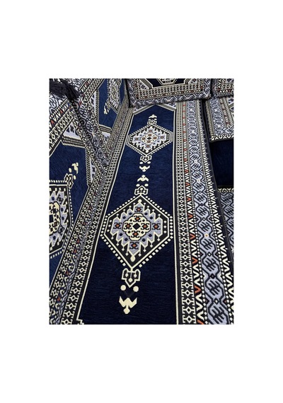 Lacivert Yahyalı Modeli U Şark Köşesi Seti 40 Cm Ultra Süngerli Çökmeyen Yer Minderli