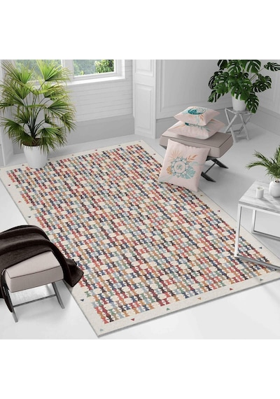 Kaymaz Taban Yıkanabilir Halı Mutfak, Salon, Yatak Odası İçin Modern Dijital Baskı Halı Slnhalı41 - 0149 Çok Renkli