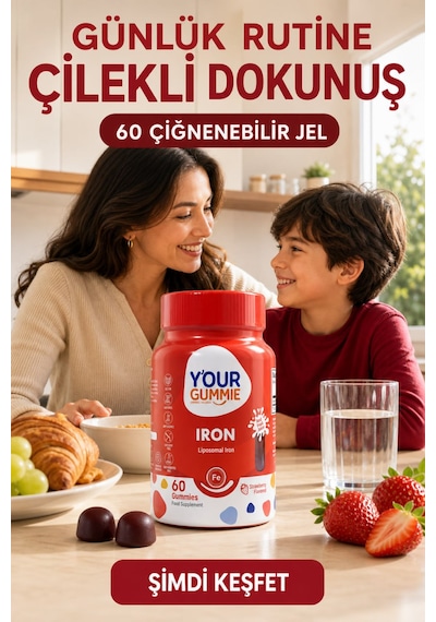 Y'our Gummie Iron Lipofer Demir Takviyesi Çilek Aromalı 60 Çiğnenebilir Jel