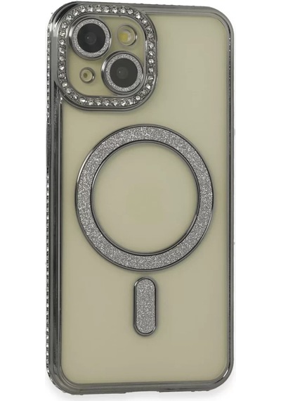 Newface Apple İphone 14 Kılıf Joke Simli Magneticsafe Kılıf - Gri