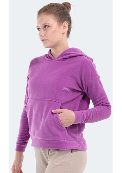 Slazenger SASSA IN Kadın Kapüşonlu Cepli Mor Polar