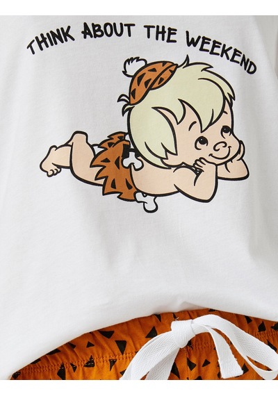Koton Baskılı Pijama Takımı Pamuklu Kahverengi Desenli 1ylk79418mk