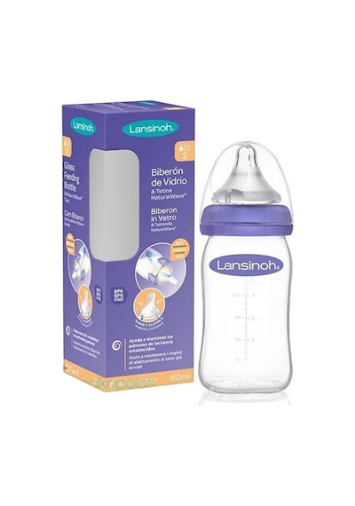Lansinoh Cam Biberon & Naturalwave Biberon Emziği 160 Ml