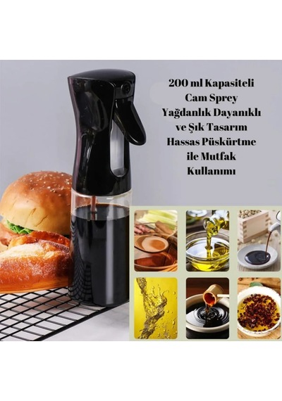 200 Ml Kapasiteli Cam Sprey Yağdanlık Dayanıklı Ve Şık Tasarım Hassas Püskürtme İle Mutfak Kullanımı Diğer