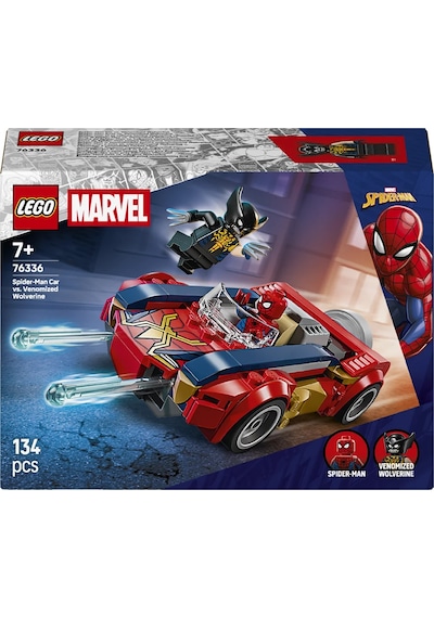 LEGO® ǀ Marvel Örümcek Adam Arabası, Venomlaşmış Wolverine’e Karşı 76336 - 7 Yaş ve Üzeri Çocuklar için Oyuncak Yapım Seti  (134P)