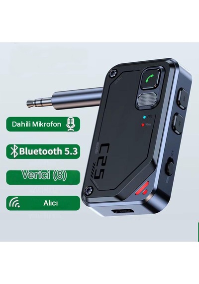 Bluetooth 5.3 Kablosuz Ses Alıcı Verici 3.5mm Aux Adaptör Jak Bluetooth Dönüştürücü
