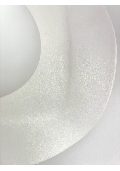 El Yapımı Kil Aplik - Wabi Sabi Duvar Apliği - Led Aydınlatma - 30x30 Cm Beyaz