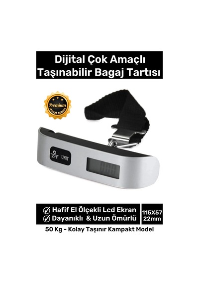 Premium Seyahat Bavul Ağırlık Tartı Dijital Lcd Ekran Çok Amaçlı Taşınabilir Bagaj Tartısı Max 50 Kg