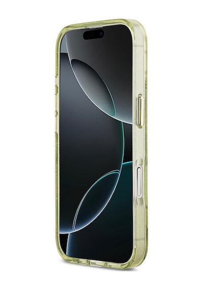 Apple Uyumlu iPhone 17 Kılıf Guess Lisanslı M-safeli Simli Çiçek Desen Metal Kamera Çerçeveli Üçgen Logolu Yeşil Yeşil