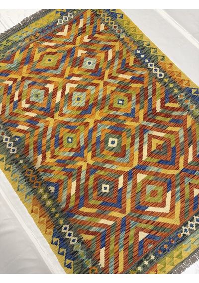 El Dokuma Afgan Kilim 100% Yün Kök Boya Elsanat Eserı İle Harıka Model Çok Renkli