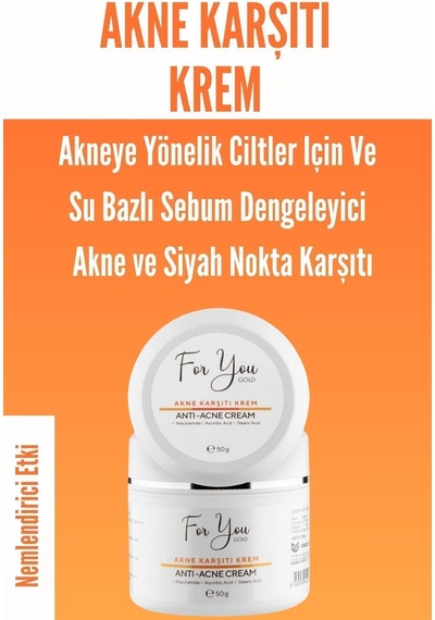 Akne Karşıtı Krem, Akneye Yönelik Ciltler Için Ve Su Bazlı Sebum Dengeleyici Bakım Kremi 50gr