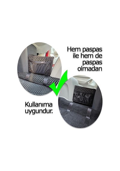 Togg T10X Uyumlu Konsol Arası Organizer Çanta Fileli Eşya Koyma Kutusu Bod Siyah