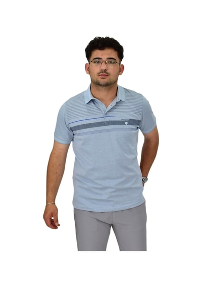Erkek Polo Yaka Pano Çizgili Tişört T273 Bgl-st04592 Mavi