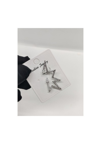 Kıkırdak Küpe Zigzag Taşlı Silver Çok Renkli