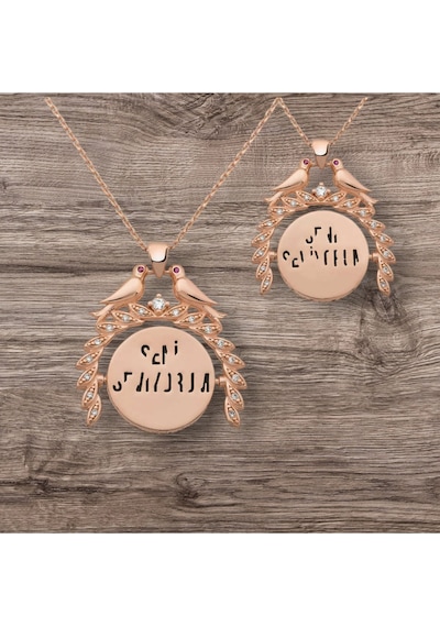 Modahilye 925 Ayar Gümüş Aşk Kumruları Rozegold Seni Seviyorum Tasarım Kolye Rose Gold