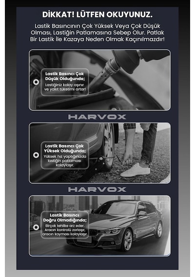 Harvox Süpürgeli Jump Starter Akü Takviye Cihazı 18.000mah 10 İn 1 Powerbank, Hava Kompresörü, Lcd Ekran,