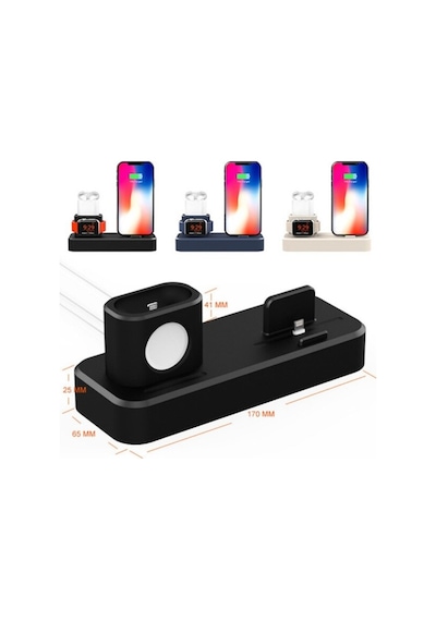 3In1 Apple Uyumlu iPhone+Iwatch+Ipods Silikon Şarj Standı Telefon Tutucu (502868842)