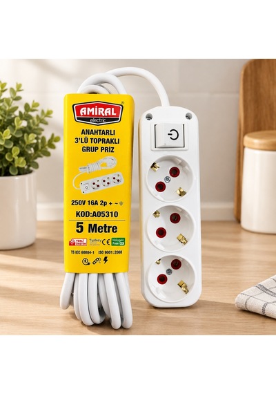 Anahtarlı 5 M Priz Çok Renkli Normal