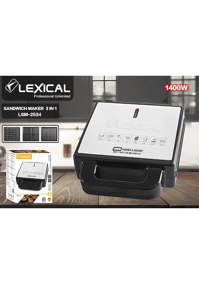 Lexical LSM-2534 1400 W 3'ü 1 Arada Granit Kaplama Tost & Waffle Makinesi