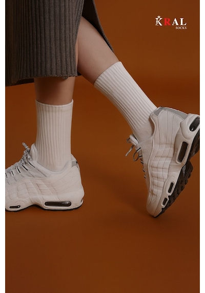 Kral Socks Unisex Beyaz 12 Çift Pamuklu Tenis Spor Uzun Soket Boy Çorap Beyaz