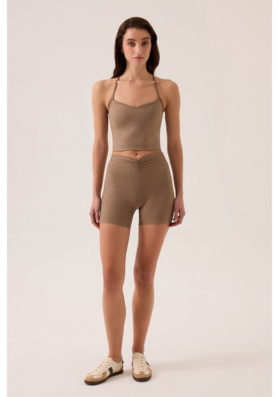 Los Ojos X Ece Mocha Melanj Kalp Yaka Spor Sütyeni Sweetheart Neck Top Mocha Melanj Mocha Melanj