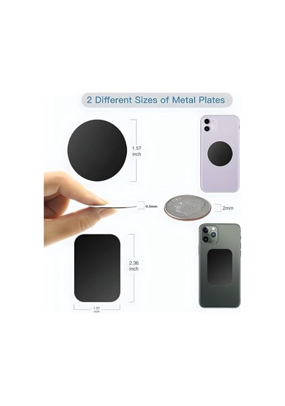 Tr Araç Tutucu Manyetik Telefon Tutucu Seti 1 Kare Ve 1 Oval Metalplaka 2 Adet Genel