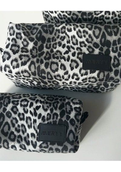 Meryy Collection Gri Leopar Organizer Çanta / Ekstra Boy
