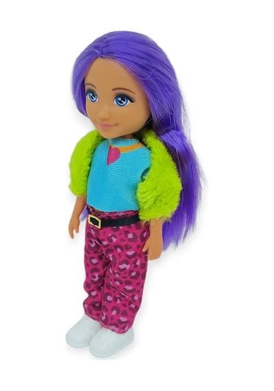 Ankiki Moda İkonu Bebek Figür 13 Cm - Mor Saçlı Hip-hop Rüzgarı