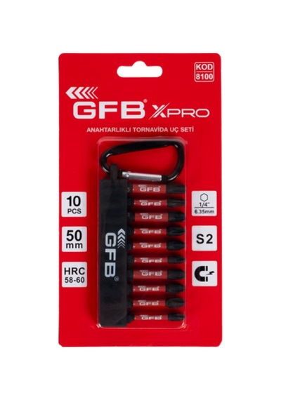 Gfb Xpro 8100 Anahtarlıklı Darbeli Tornavida Uç Seti 10 Parça