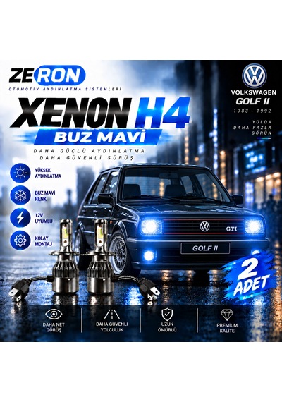 Golf Xenon H4 Buz Mavi Led Far Ampulü 12v 2 Adet Yüksek Aydınlatma Kolay