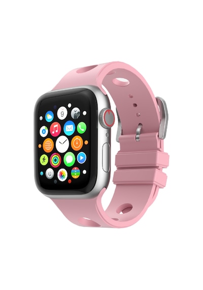 Watch 44mm Delikli Tasarım Mkst Krd-147 Silikon Kordon - Pembe