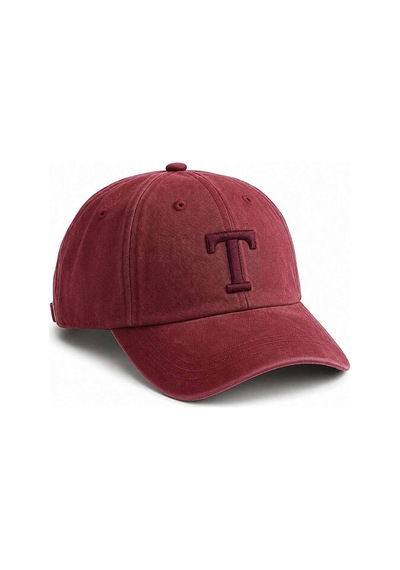 Tesbihane İsme Özel Harf Nakışlı Bordo Vintage Stil Eskitme Kumaş Ayarlanabilir Unisex Beyzbol Şapkası