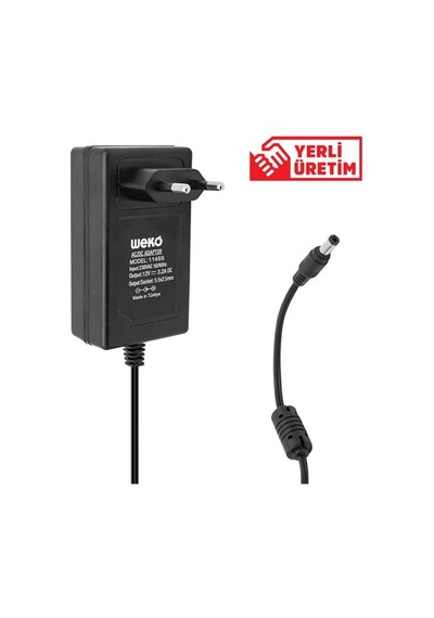 Weko 12 Volt 3.2 Amper 38 Watt Plastik Kasa Priz Tipi Adaptör 5.5x2.5 Uçlu