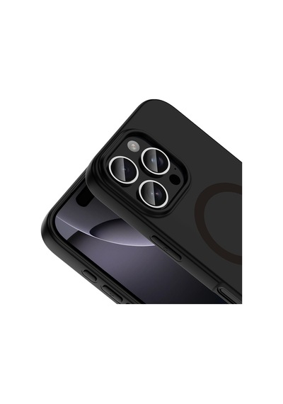 Apple iPhone Uyumlu 16 Pro Max Kılıf M-safe Şarj Özellikli Zore Aris Silikon Kapak - Siyah
